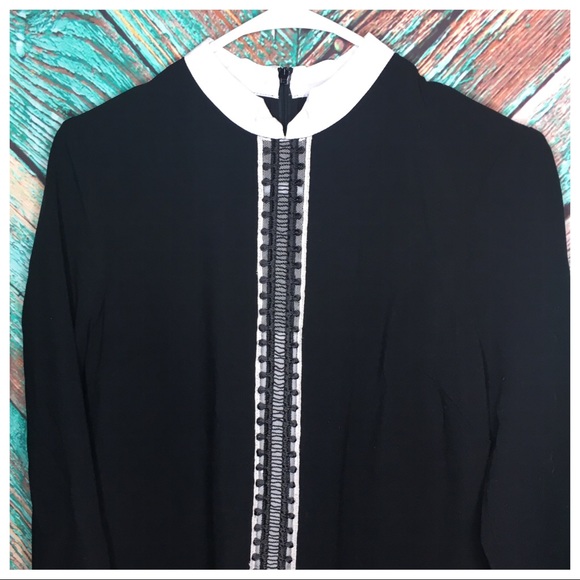 Sandro Ludmila Braid-Trimmed Black Shift Dress NWT - Picture 4 of 6